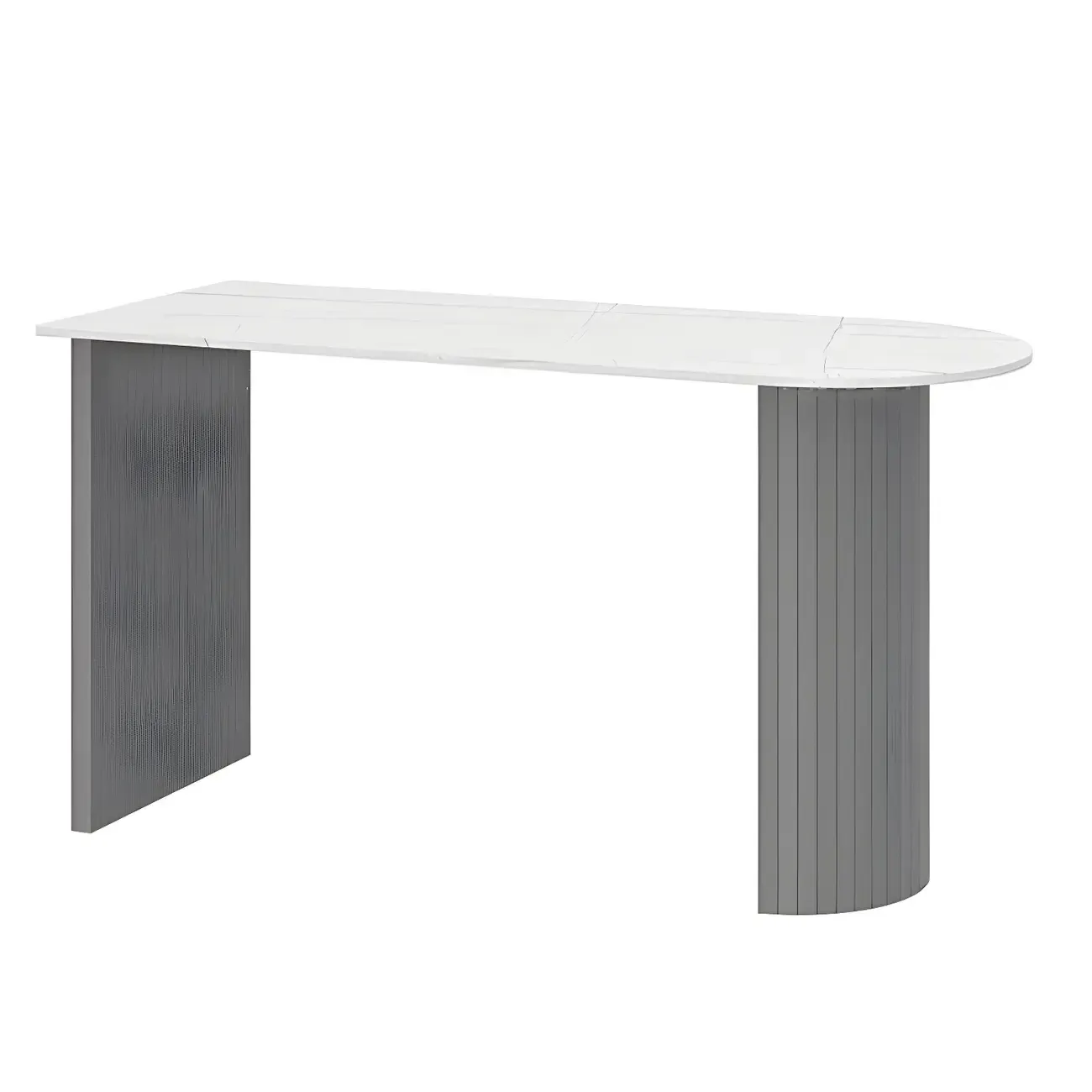 Modern White Free Form Wood Ribbed Metal Bar Tables Image - 2