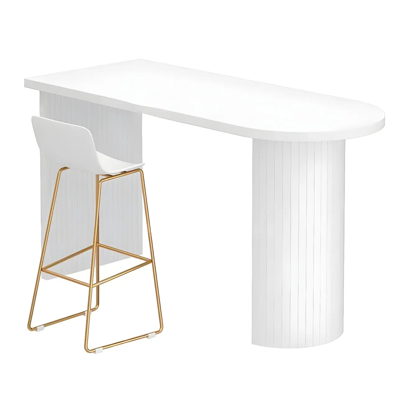 Modern White Free Form Wood Ribbed Metal Bar Tables Image - 6 | homeyfad