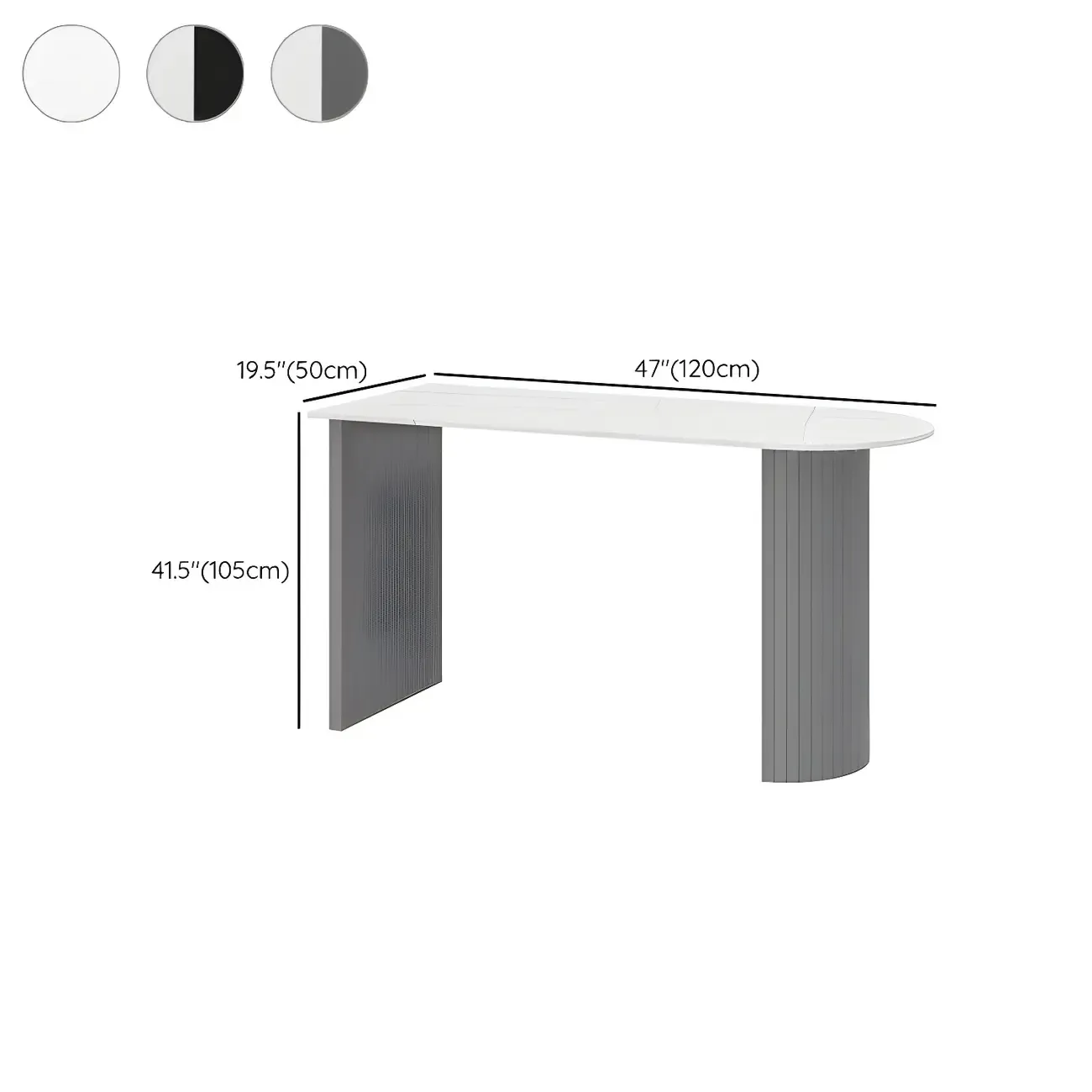 Modern White Free Form Wood Ribbed Metal Bar Tables #size