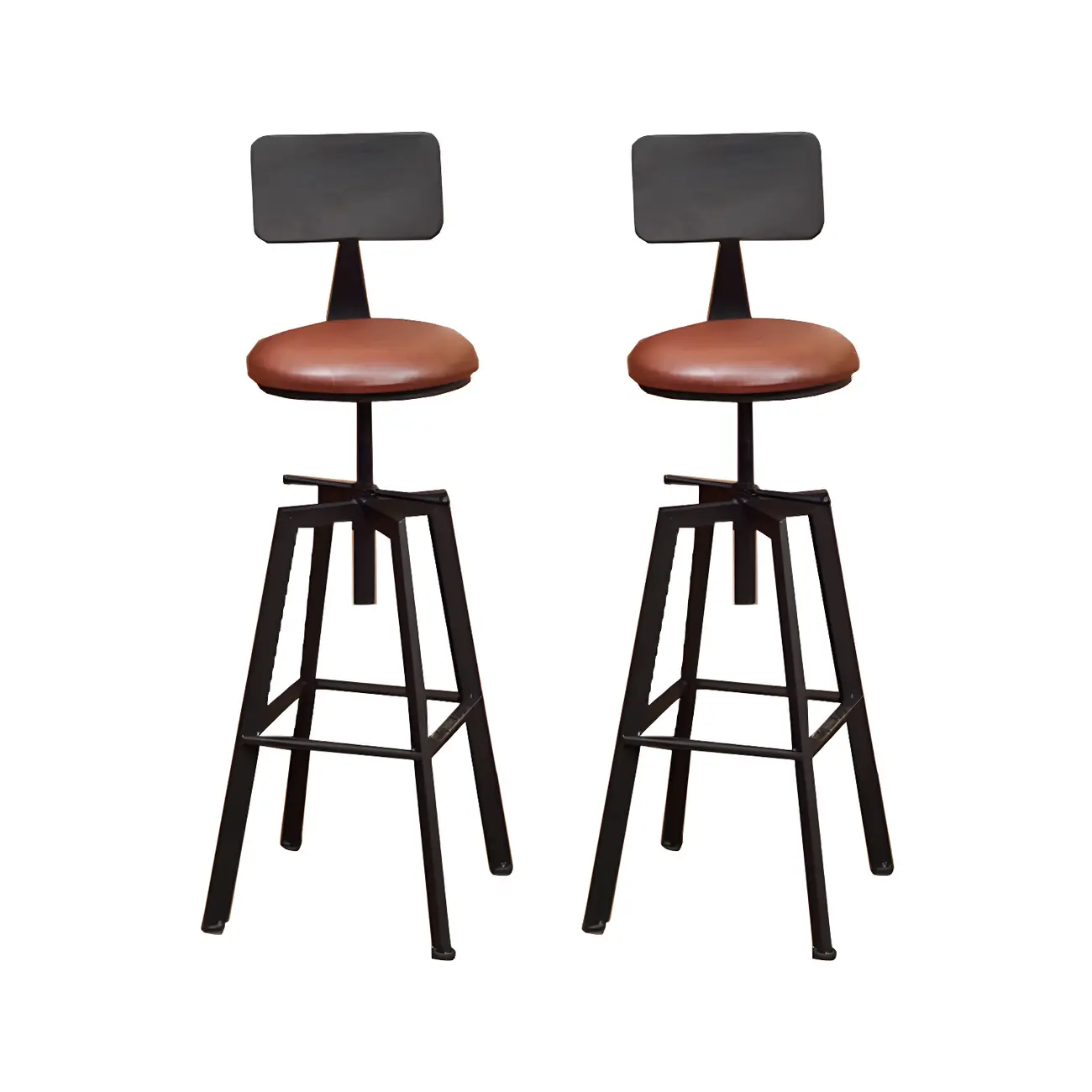 Industrial Metal Adjustable Bar Stools with Footrest for Kitchen Image - 3 | homeyfad