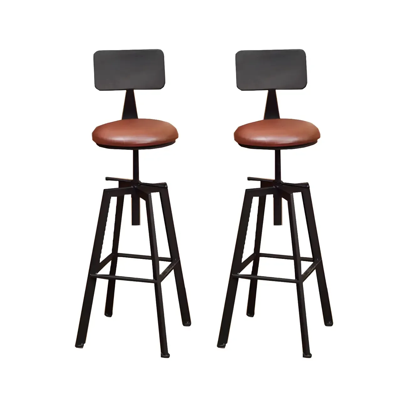 Industrial Metal Adjustable Bar Stools with Footrest for Kitchen Image - 3