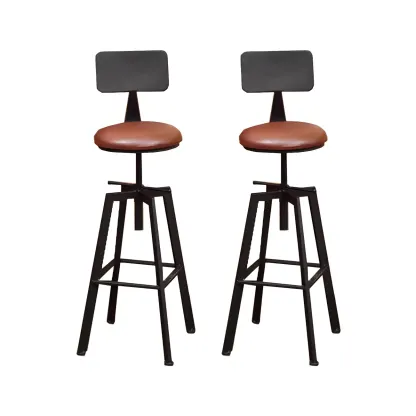 Industrial Metal Adjustable Bar Stools with Footrest for Kitchen Image - 3
