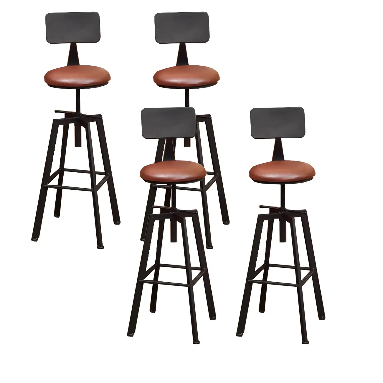 Industrial Metal Adjustable Bar Stools with Footrest for Kitchen Image - 6