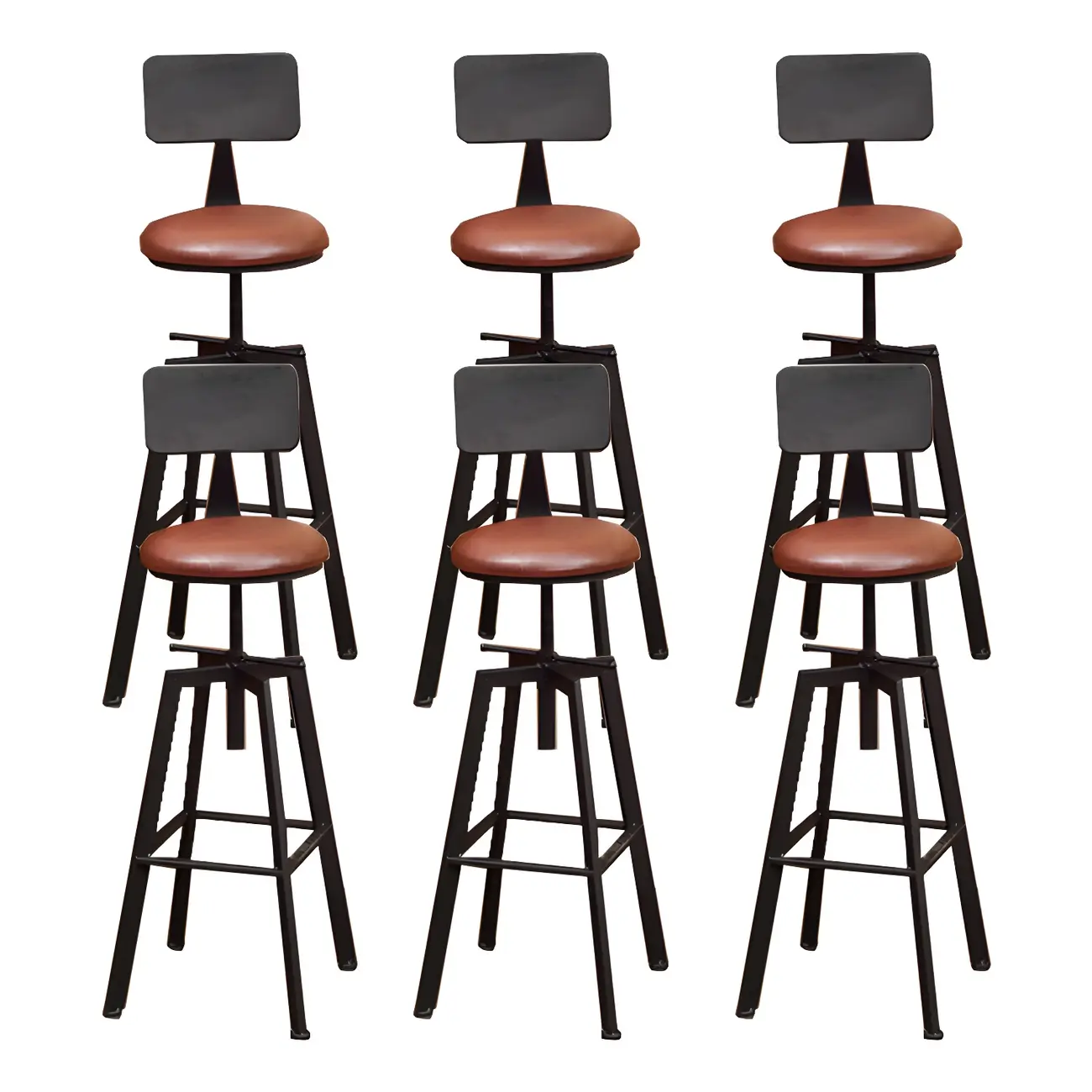 Industrial Metal Adjustable Bar Stools with Footrest for Kitchen Image - 8 | homeyfad