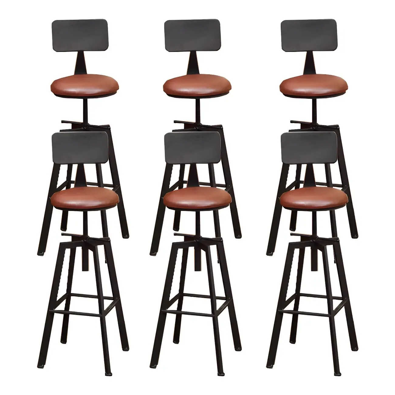 Industrial Metal Adjustable Bar Stools with Footrest for Kitchen Image - 8