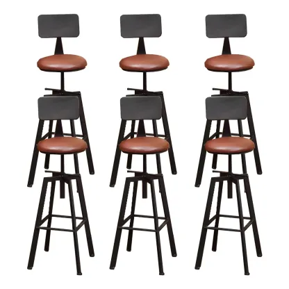 Industrial Metal Adjustable Bar Stools with Footrest for Kitchen Image - 8