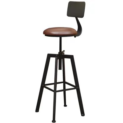 Industrial Metal Adjustable Bar Stools with Footrest for Kitchen Image - 9