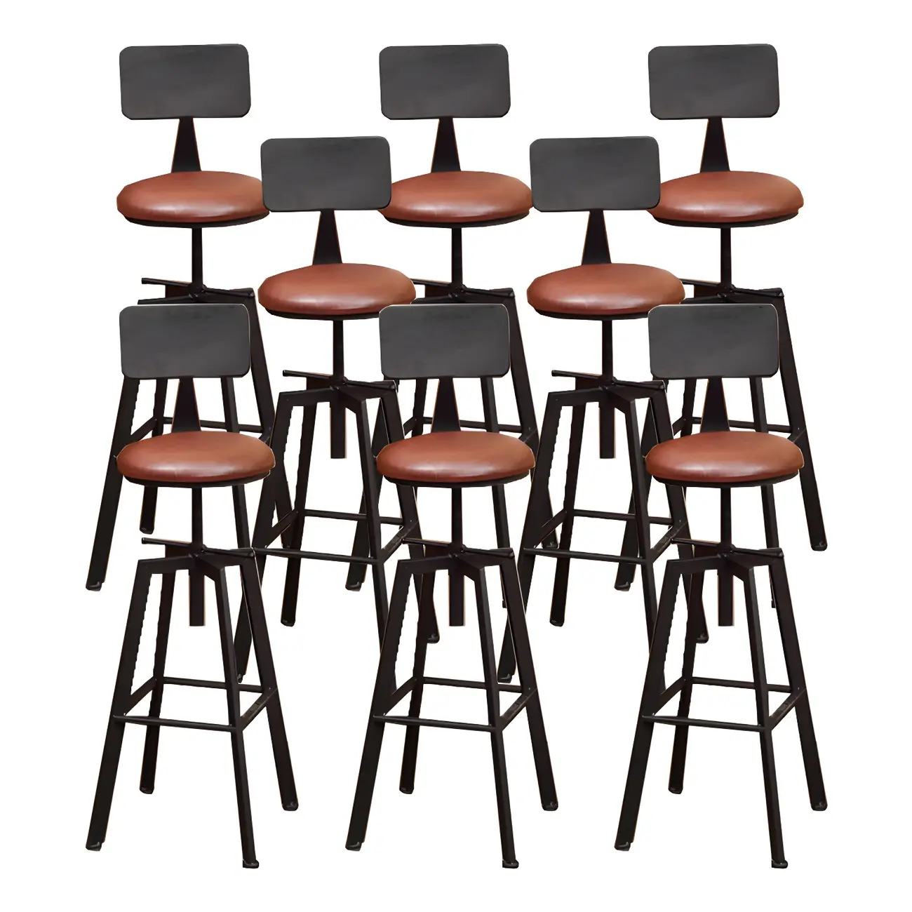 Industrial Metal Adjustable Bar Stools with Footrest for Kitchen Image - 10 | homeyfad