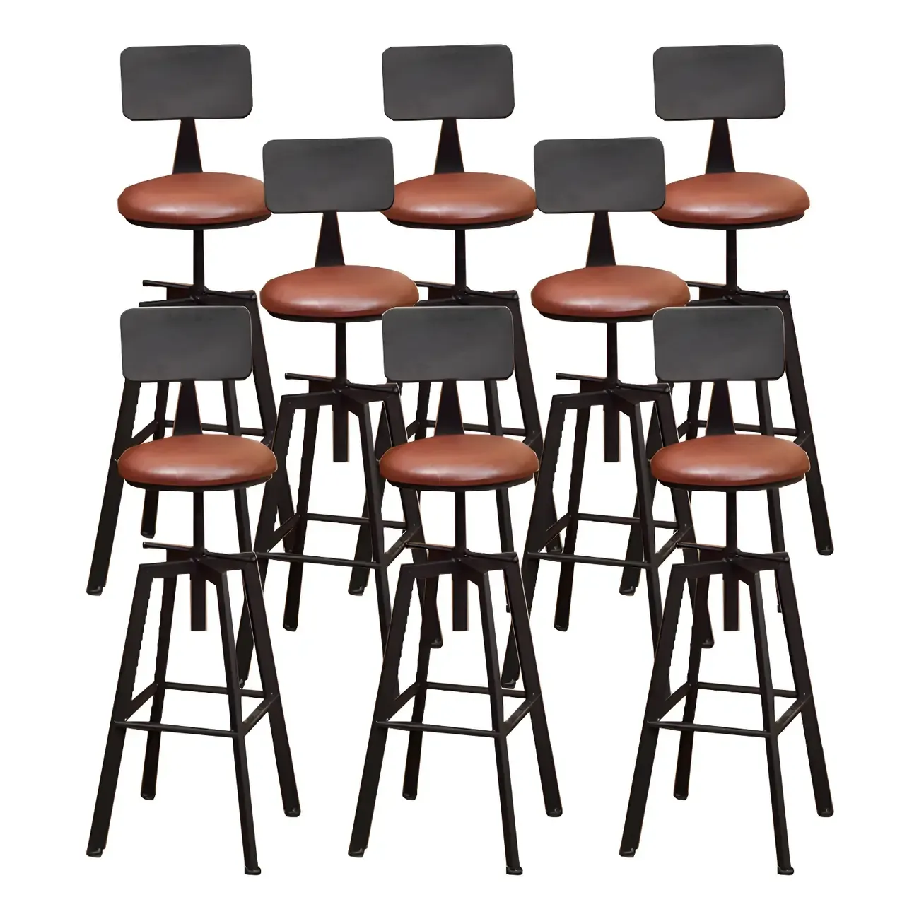 Industrial Metal Adjustable Bar Stools with Footrest for Kitchen Image - 10