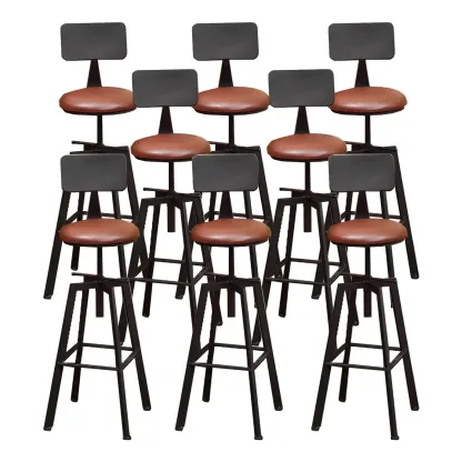 Industrial Metal Adjustable Bar Stools with Footrest for Kitchen Image - 10
