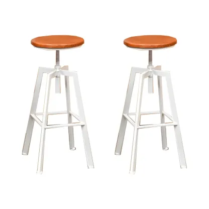 Industrial Metal Adjustable Bar Stools with Footrest for Kitchen Image - 13
