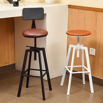 Industrial Metal Adjustable Bar Stools with Footrest for Kitchen Image - 2