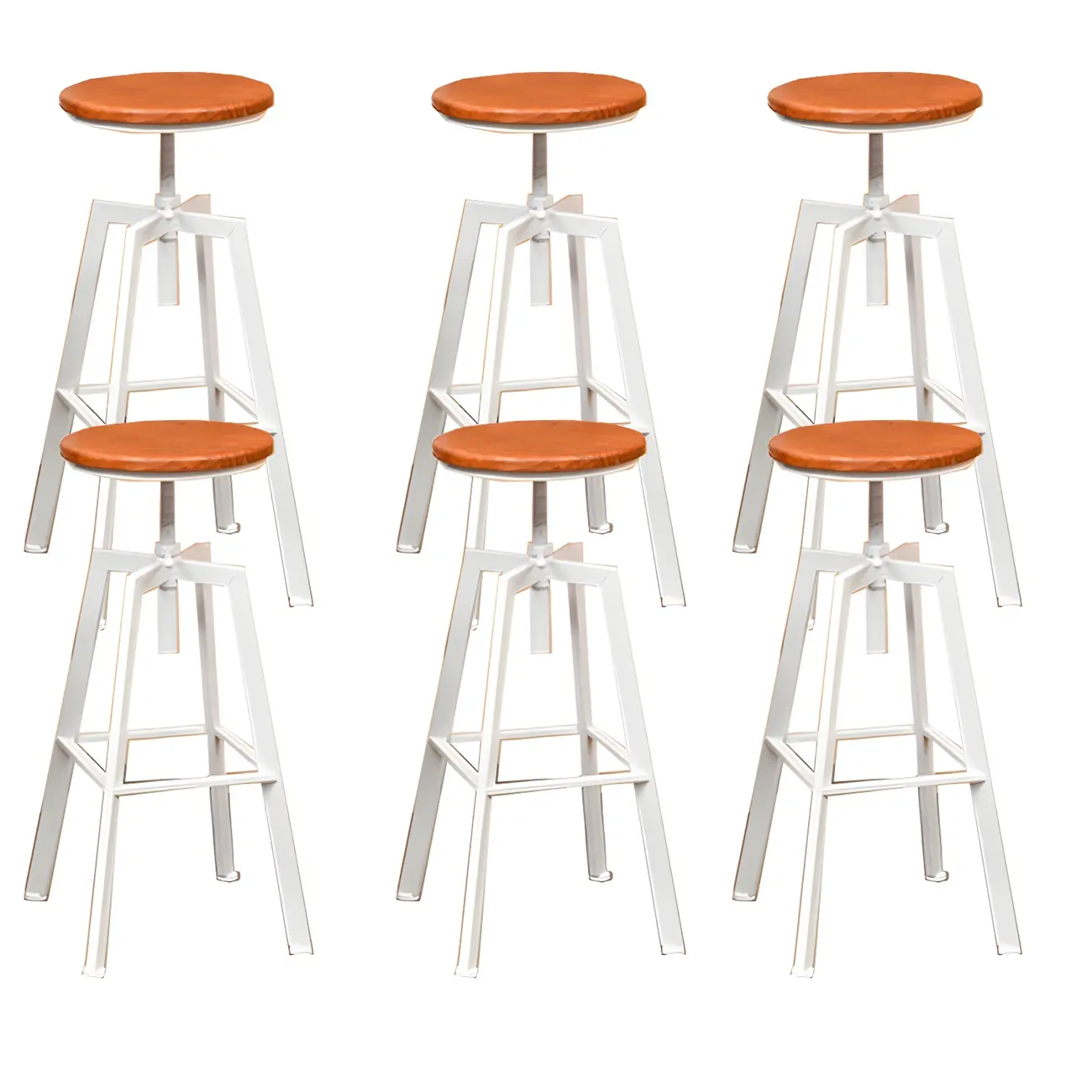 Industrial Metal Adjustable Bar Stools with Footrest for Kitchen Image - 16 | homeyfad