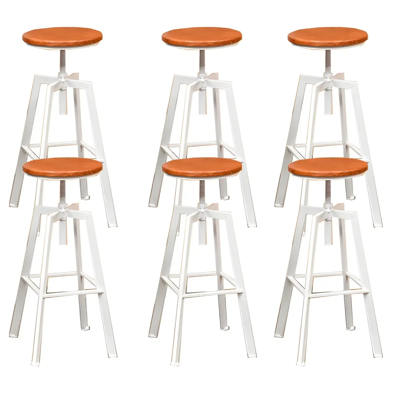 Industrial Metal Adjustable Bar Stools with Footrest for Kitchen Image - 16