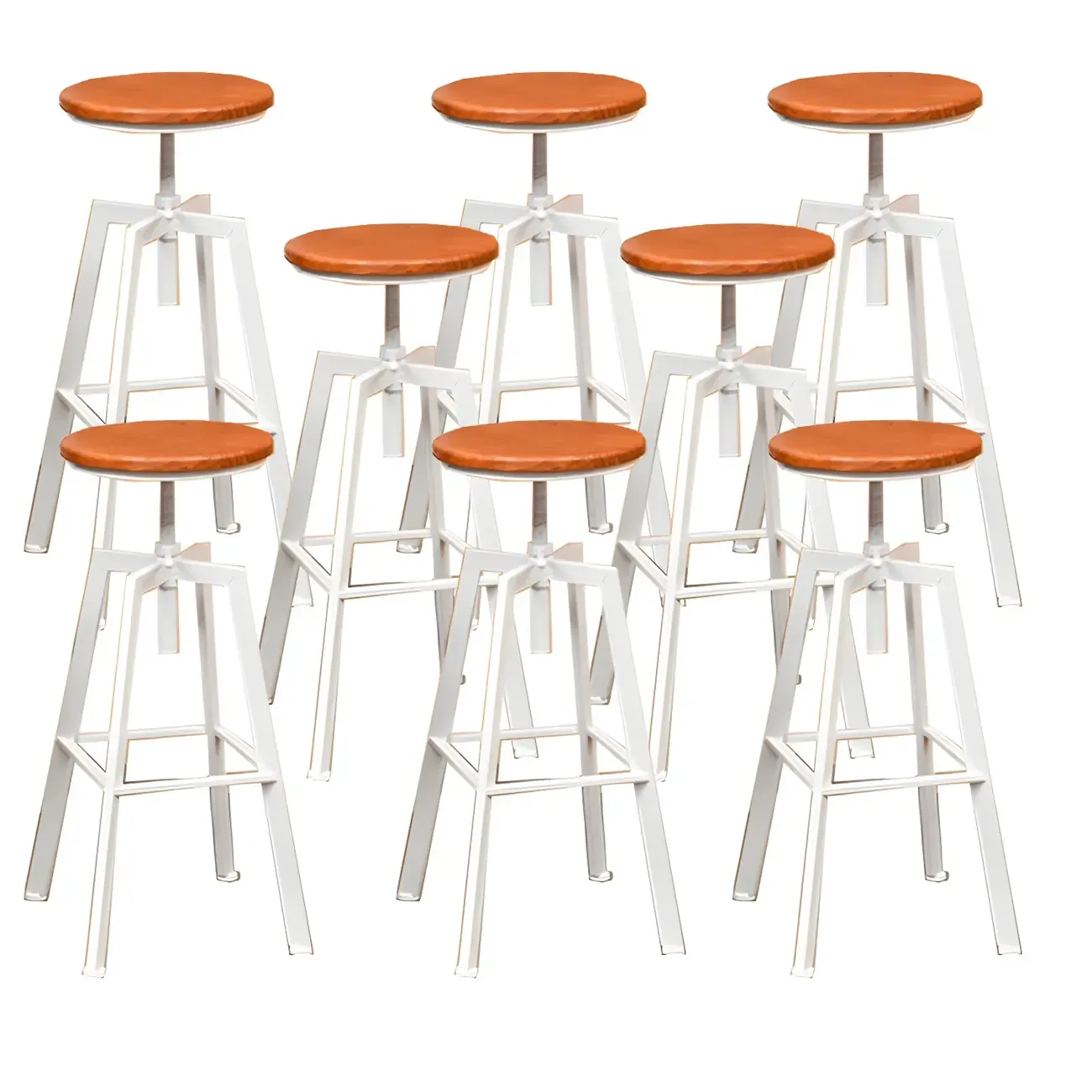 Industrial Metal Adjustable Bar Stools with Footrest for Kitchen Image - 18