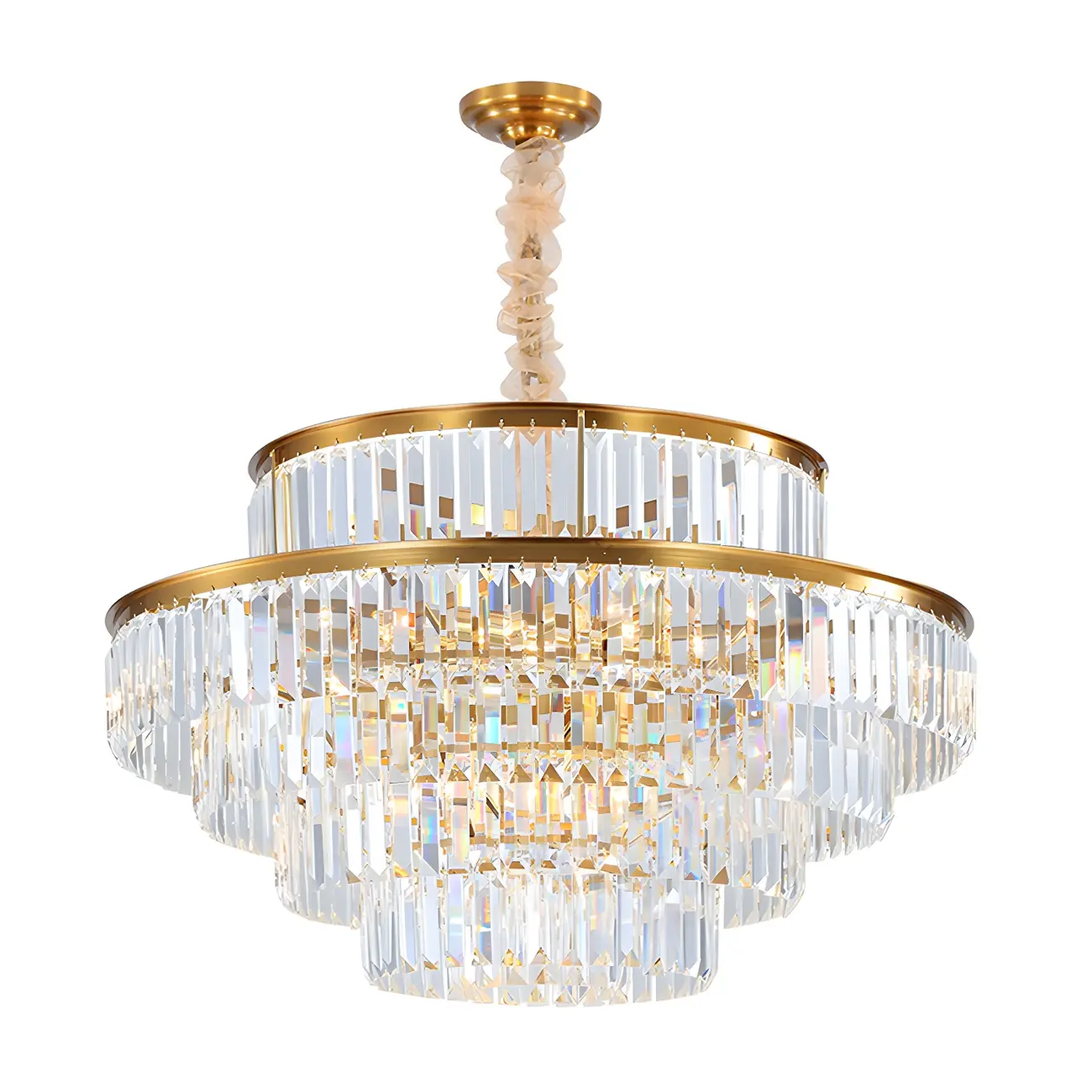 Luxurious Cylinder 4/5 Tiers Gold Crystal Chandelier Image - 8 | homeyfad
