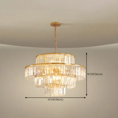 Luxurious Cylinder 4/5 Tiers Gold Crystal Chandelier #size