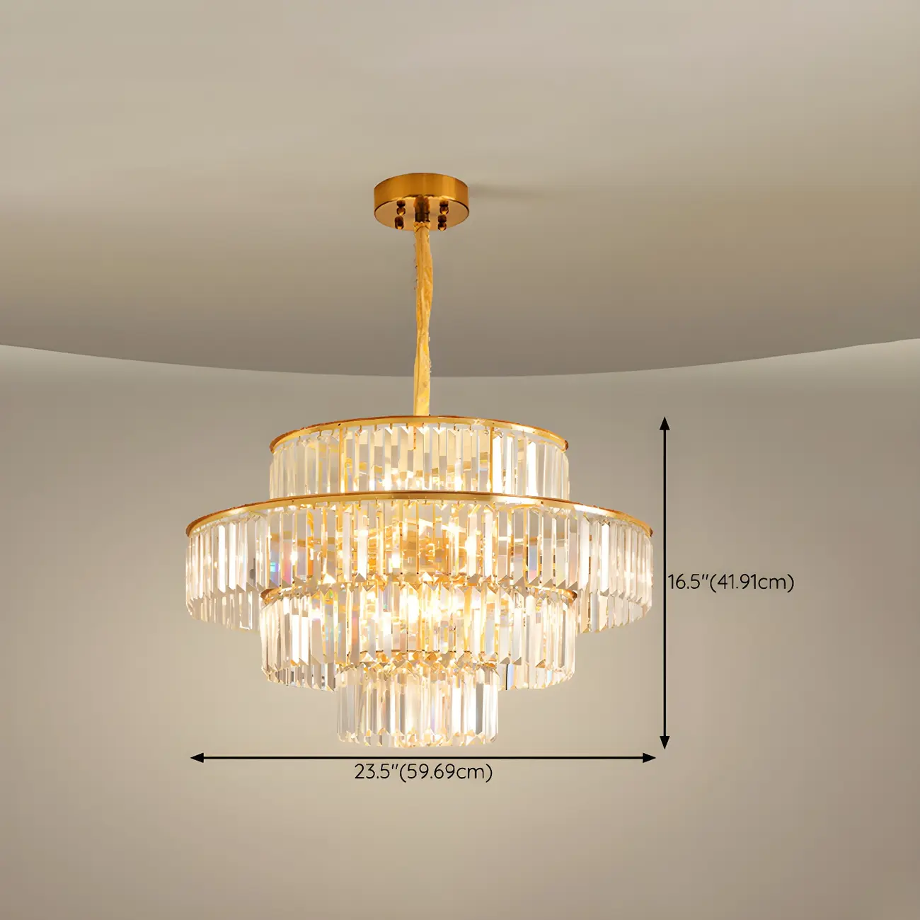 Luxurious Cylinder 4/5 Tiers Gold Crystal Chandelier Image - 20 | homeyfad