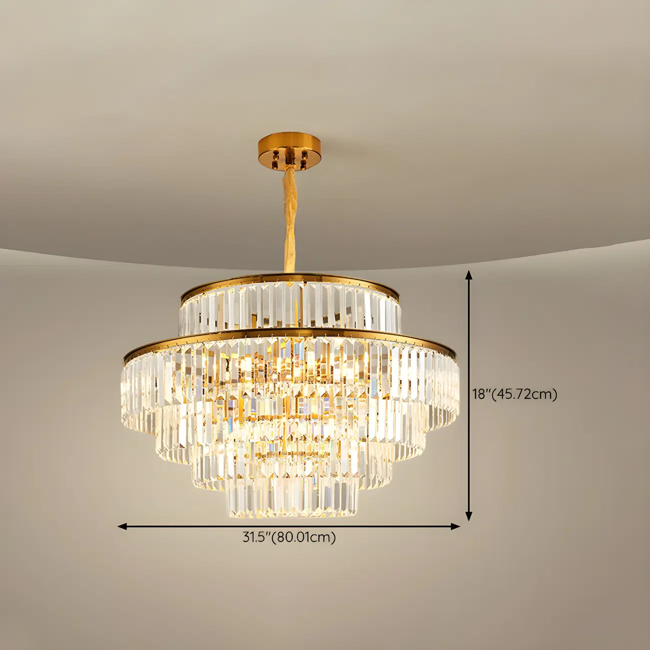 Luxurious Cylinder 4/5 Tiers Gold Crystal Chandelier Image - 21 | homeyfad