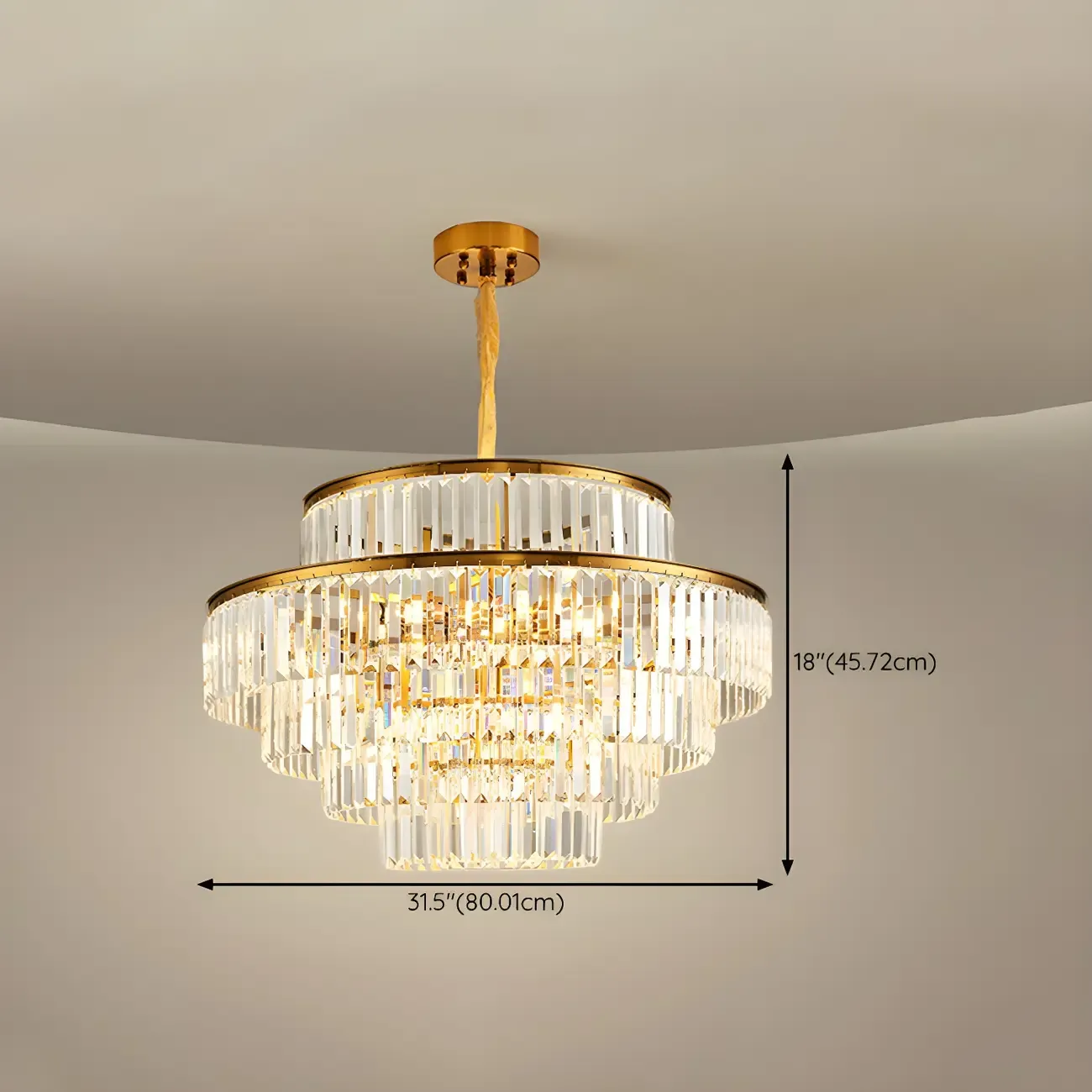 Luxurious Cylinder 4/5 Tiers Gold Crystal Chandelier Image - 21