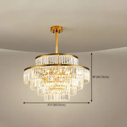 Luxurious Cylinder 4/5 Tiers Gold Crystal Chandelier Image - 21