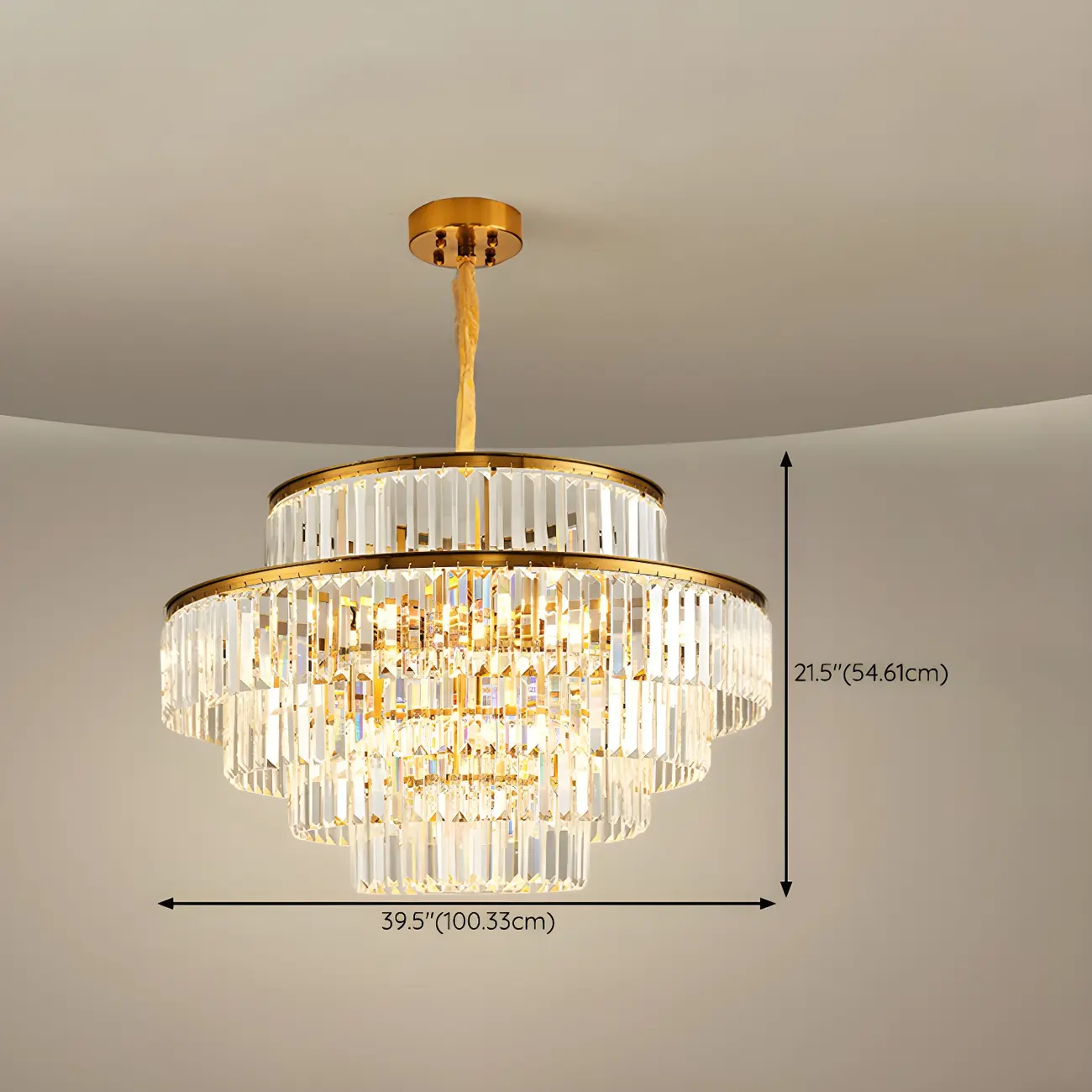 Luxurious Cylinder 4/5 Tiers Gold Crystal Chandelier Image - 22 | homeyfad