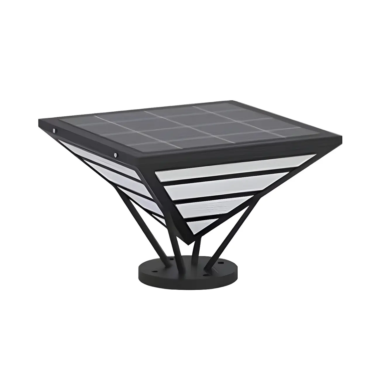 Solar Black Metal Bracket Pyramid Post Cap Light Image - 9 | homeyfad