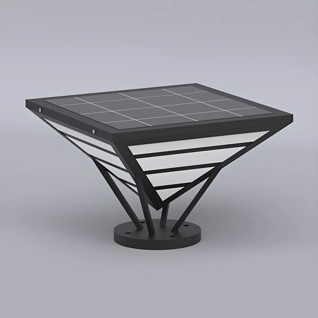 Solar Black Metal Bracket Pyramid Post Cap Light Image - 11 | homeyfad