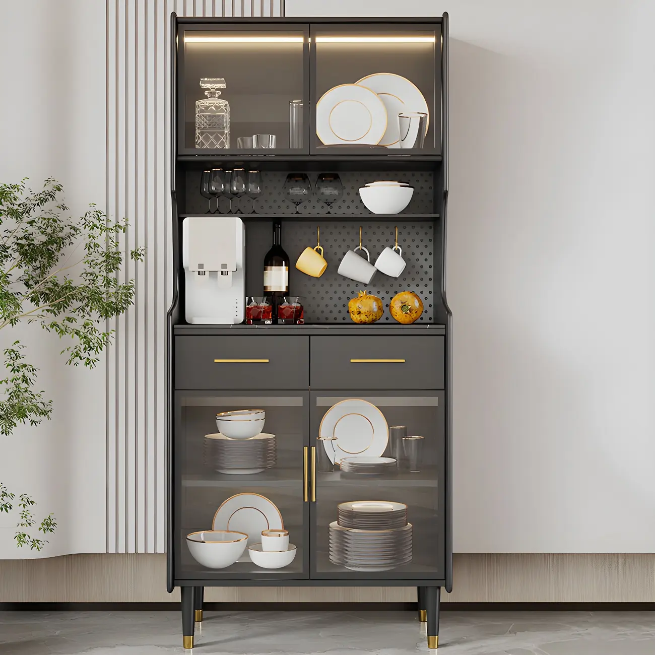 Modern Wooden Display Cabinet with 2-Drawers for Home Image - 1 | homeyfad