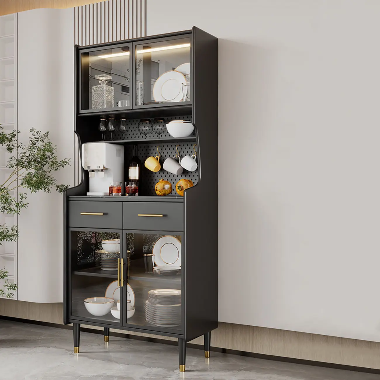 Modern Wooden Display Cabinet with 2-Drawers for Home Image - 3 | homeyfad