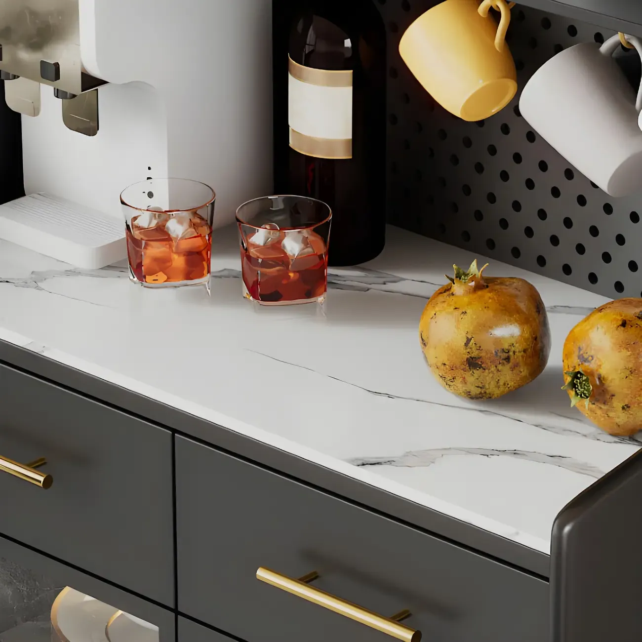 Modern Wooden Display Cabinet with 2-Drawers for Home Image - 10