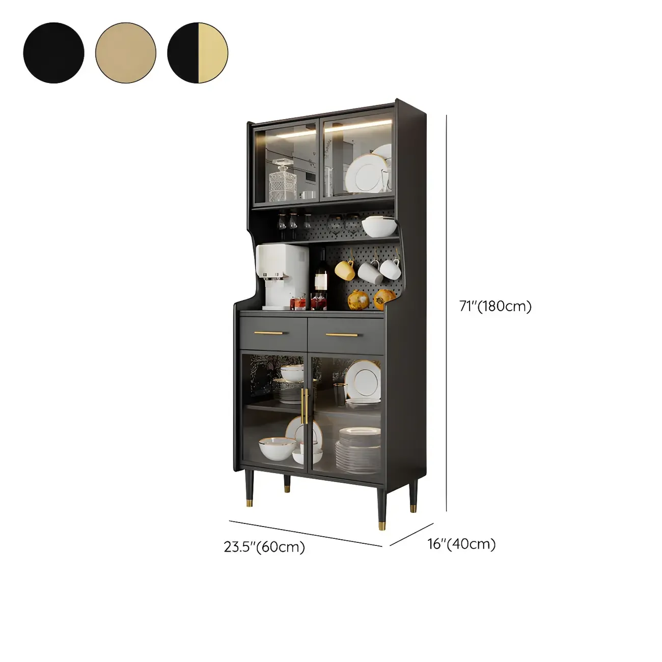 Modern Wooden Display Cabinet with 2-Drawers for Home #size