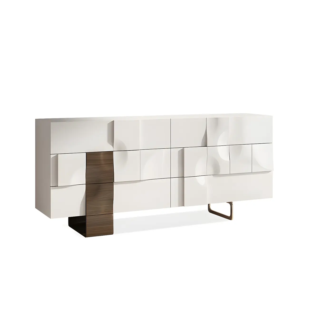 Unique White Wooden Dresser with Irregular Surface Image - 5 | homeyfad