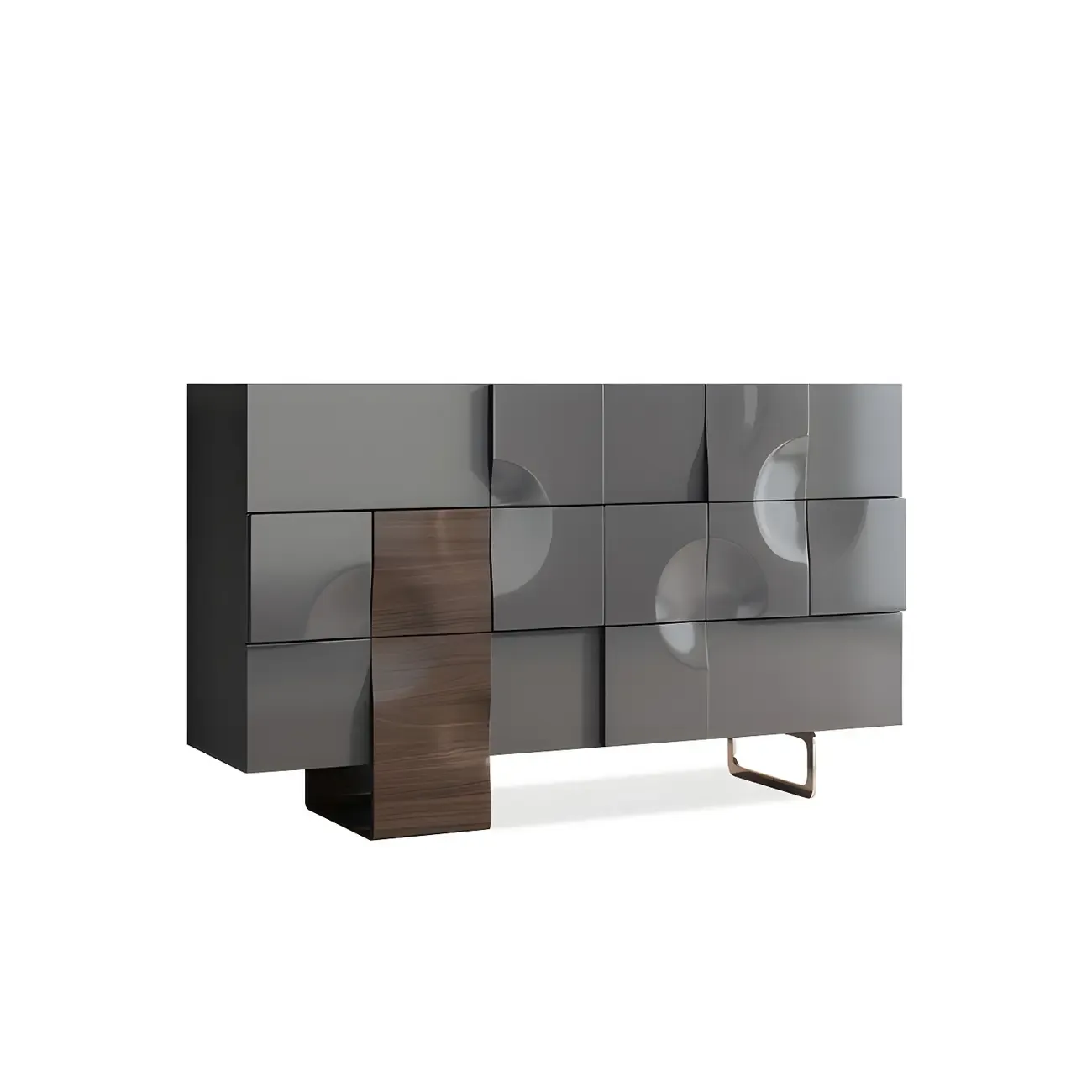 Unique White Wooden Dresser with Irregular Surface Image - 6