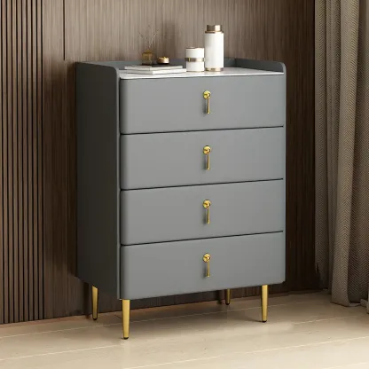 Durable Stone Dresser in Light Gray with Gold Handles Image - 11