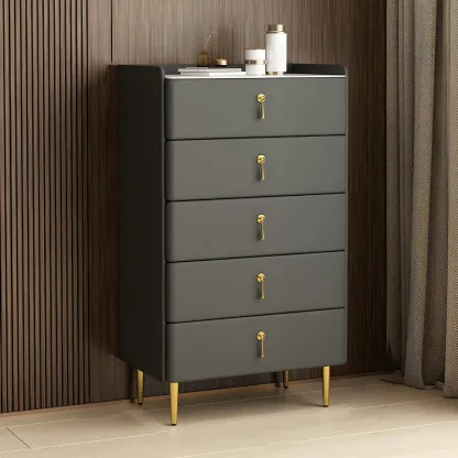 Durable Stone Dresser in Light Gray with Gold Handles Image - 18