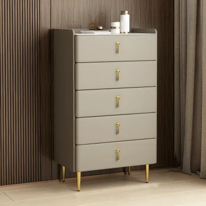 Durable Stone Dresser in Light Gray with Gold Handles Image - 26