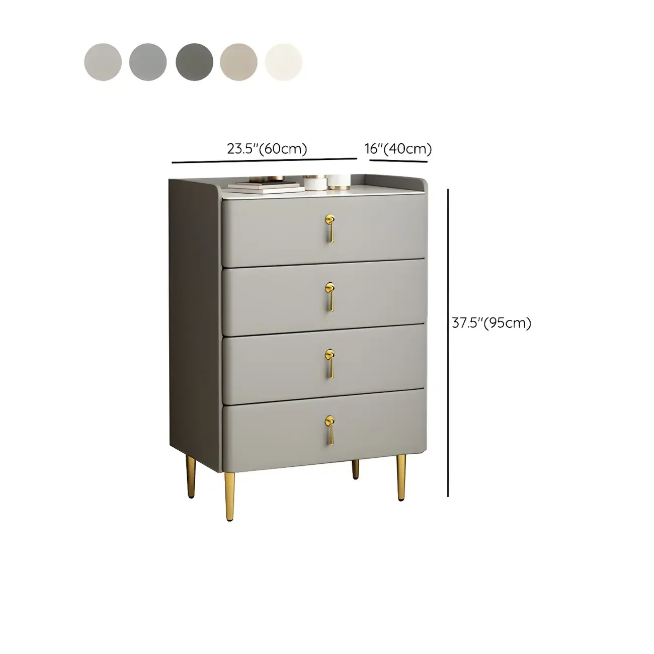 Durable Stone Dresser in Light Gray with Gold Handles Image - 28