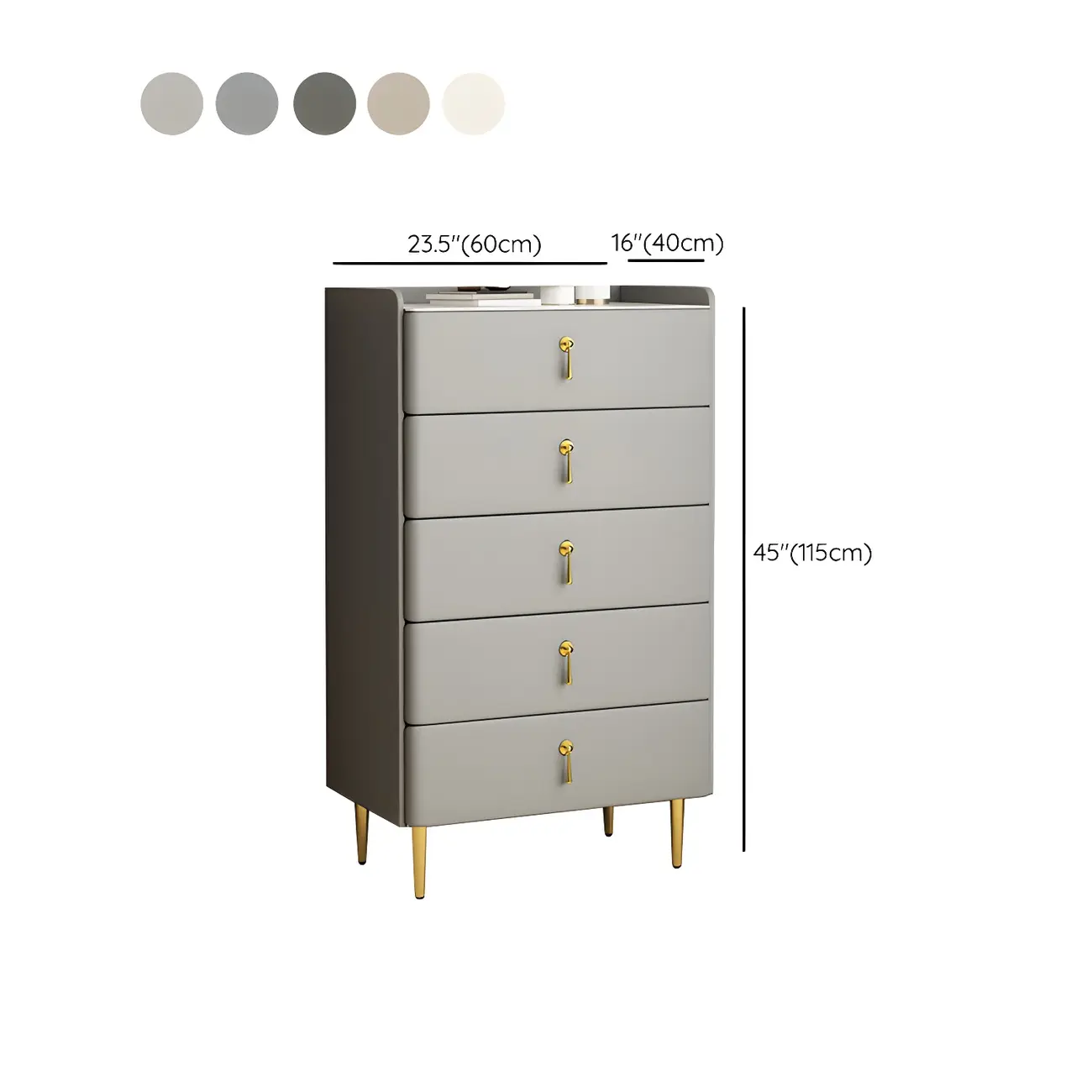 Durable Stone Dresser in Light Gray with Gold Handles Image - 29 | homeyfad