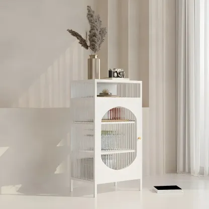 Stylish Metal Display Cabinet with Glass Doors for Home Decor Image - 1