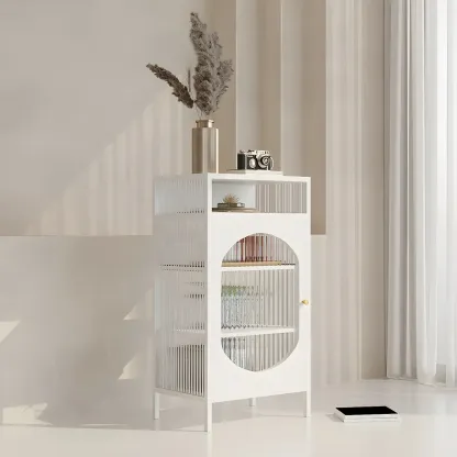 Stylish Metal Display Cabinet with Glass Doors for Home Decor Image - 3