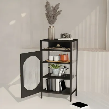 Stylish Metal Display Cabinet with Glass Doors for Home Decor Image - 4
