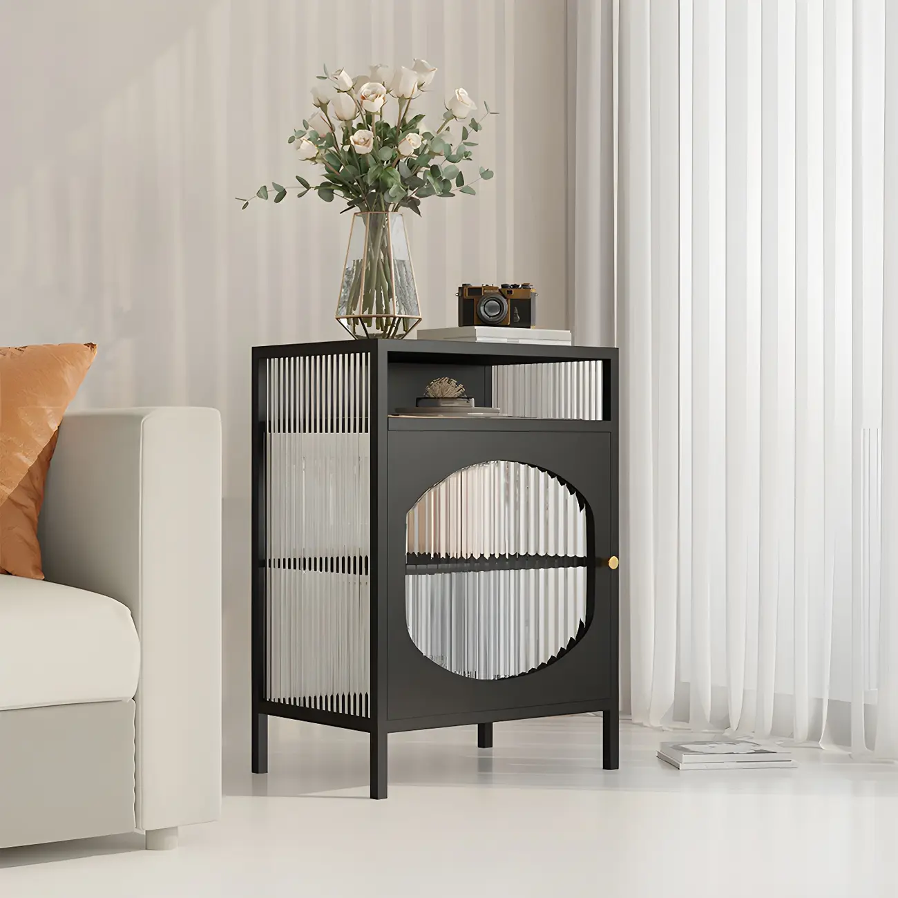 Stylish Metal Display Cabinet with Glass Doors for Home Decor Image - 6 | homeyfad