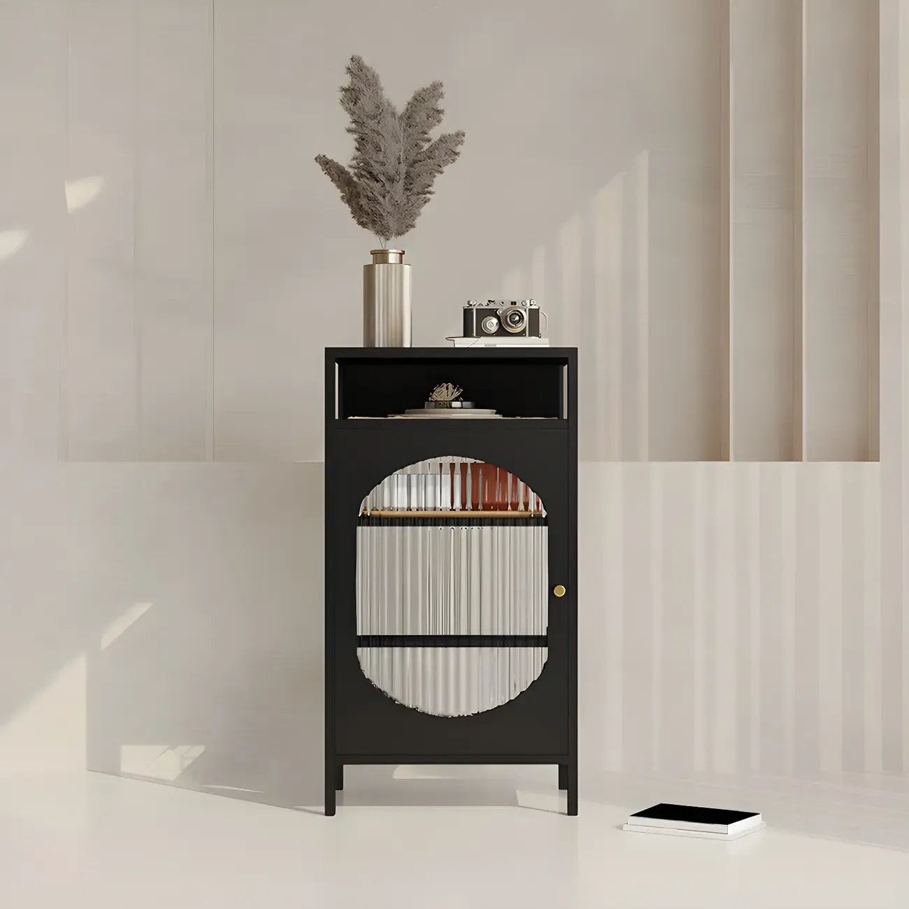 Stylish Metal Display Cabinet with Glass Doors for Home Decor Image - 8