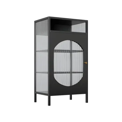 Stylish Metal Display Cabinet with Glass Doors for Home Decor Image - 10