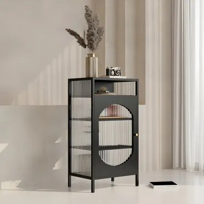 Stylish Metal Display Cabinet with Glass Doors for Home Decor Image - 11