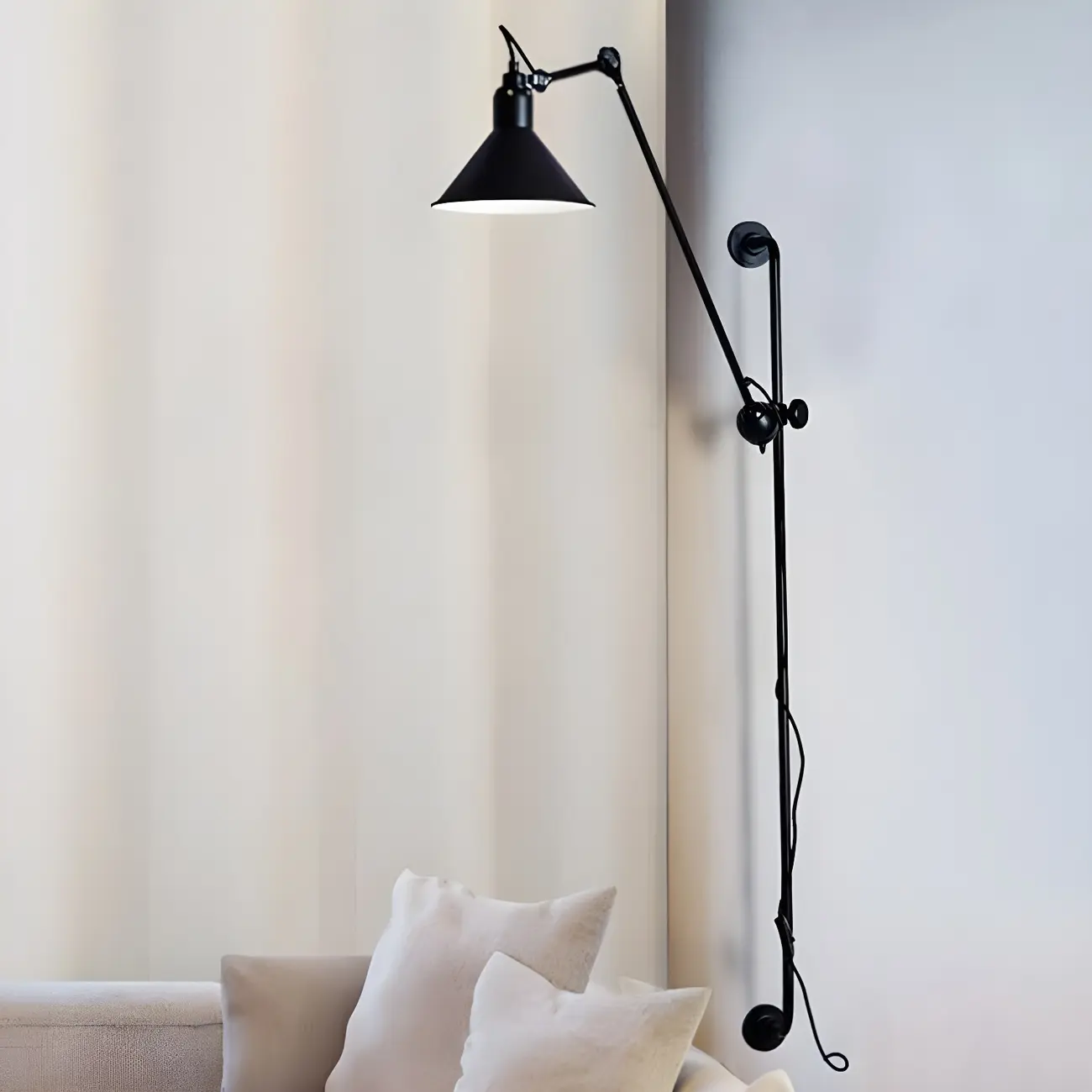 Modern Metal Black Adjustable Swing Arm Wall Light Image - 3 | homeyfad