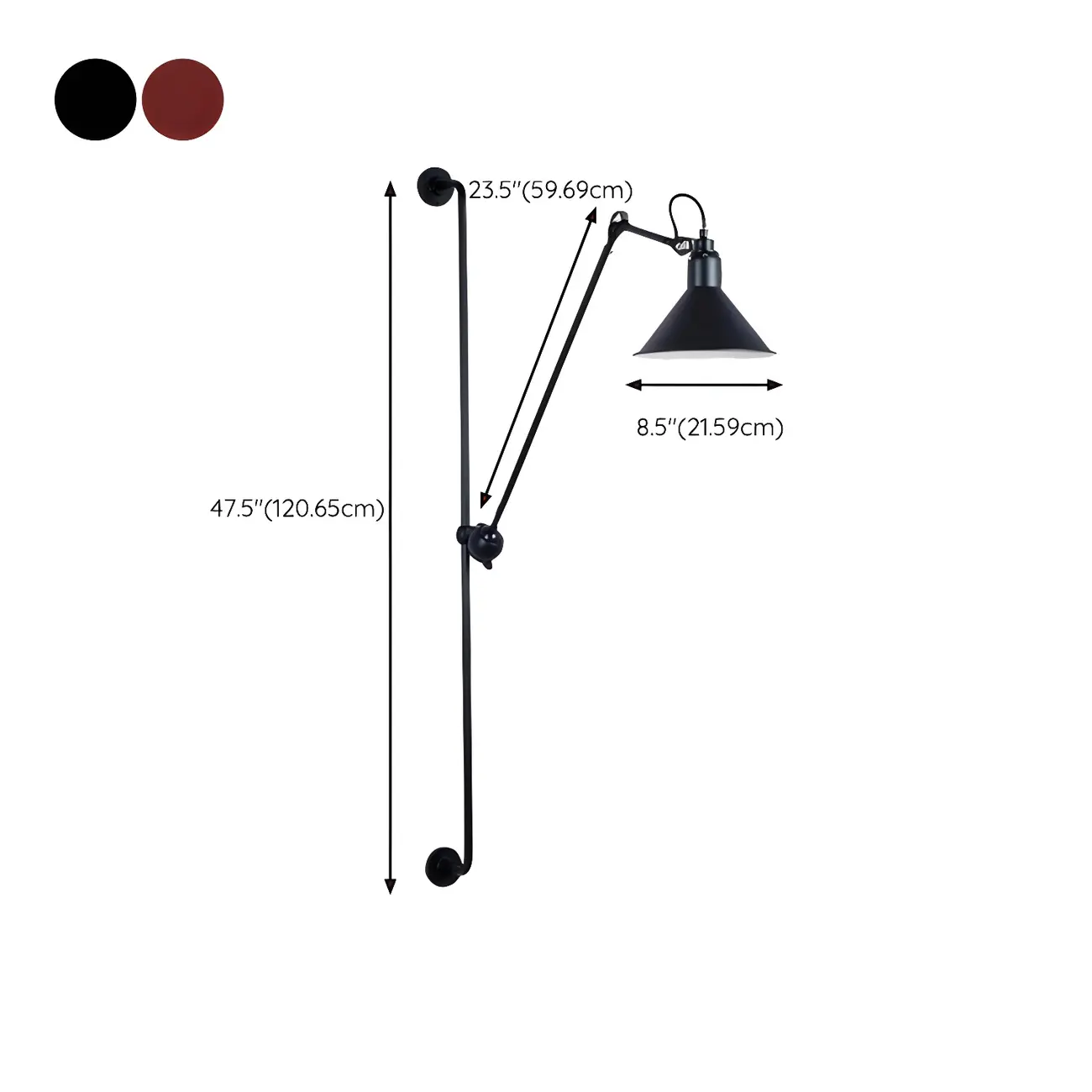 Modern Metal Black Adjustable Swing Arm Wall Light #size | homeyfad