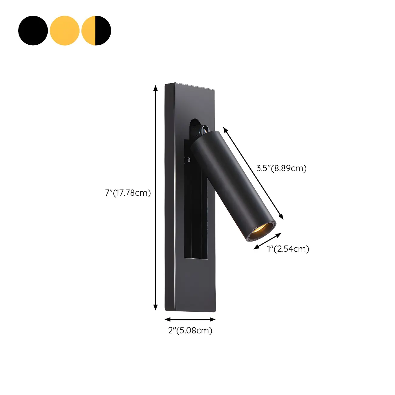 Modern Metal LED Wall Light with Switch for Bedroom Reading #size