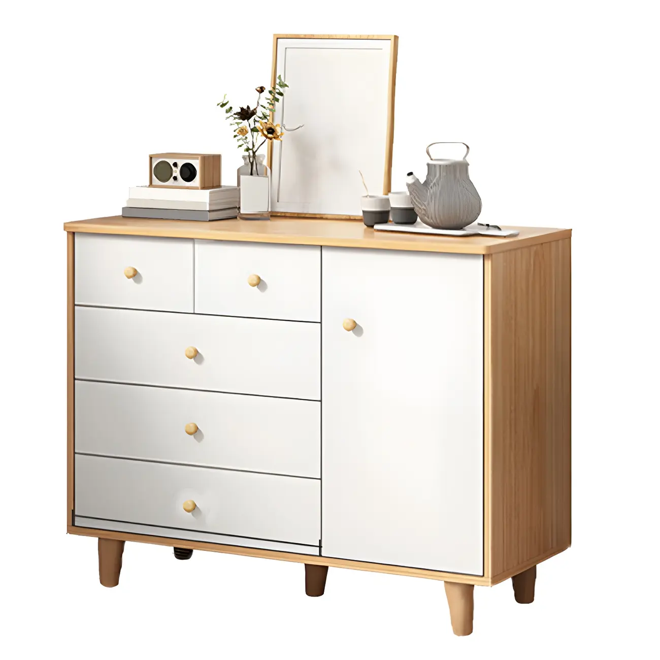 Minimalist Natural Wooden Double Dresser with 9-Drawers Image - 10 | homeyfad